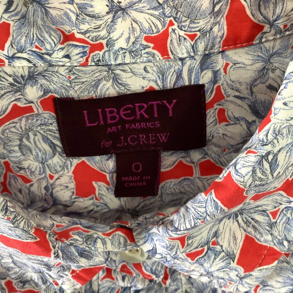 J Crew x Liberty Art Fabric Size 0 Matilda Tulip Floral Print Popover Blouse - Picture 10 of 16
